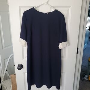 New York and Company Navy Sheath with Sleeve